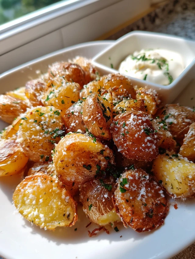 Air Fryer Baked Garlic Parmesan Potatoes