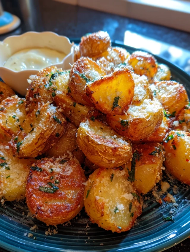 Air Fryer Baked Garlic Parmesan Potatoes