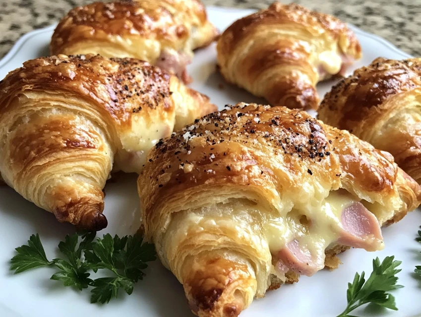 Baked Ham and Cheese Croissants