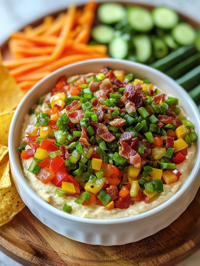 Boat Dip Recipe served with chips and fresh vegetables