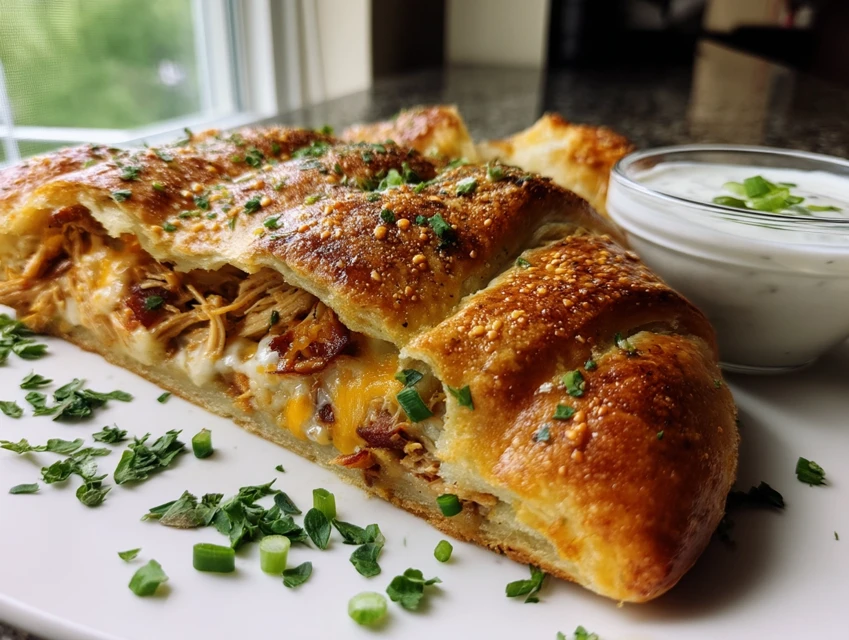 copycat Costco chicken bake sliced on board