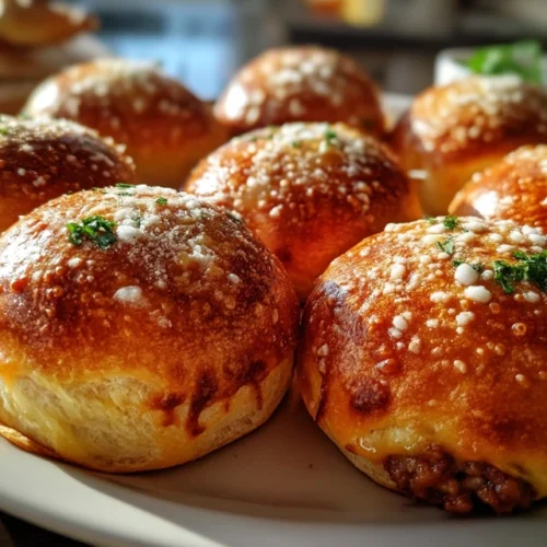 Garlic Parmesan Cheeseburger Bombs recipe served fresh