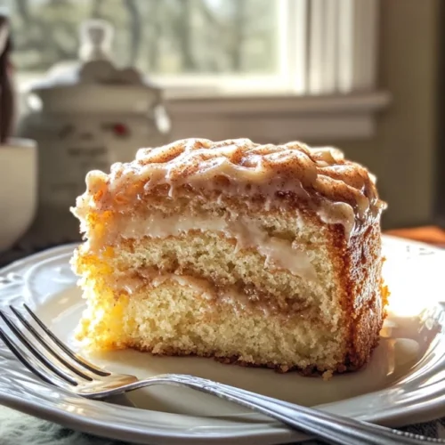 Honey Bun Cake Recipe with glaze on rustic table