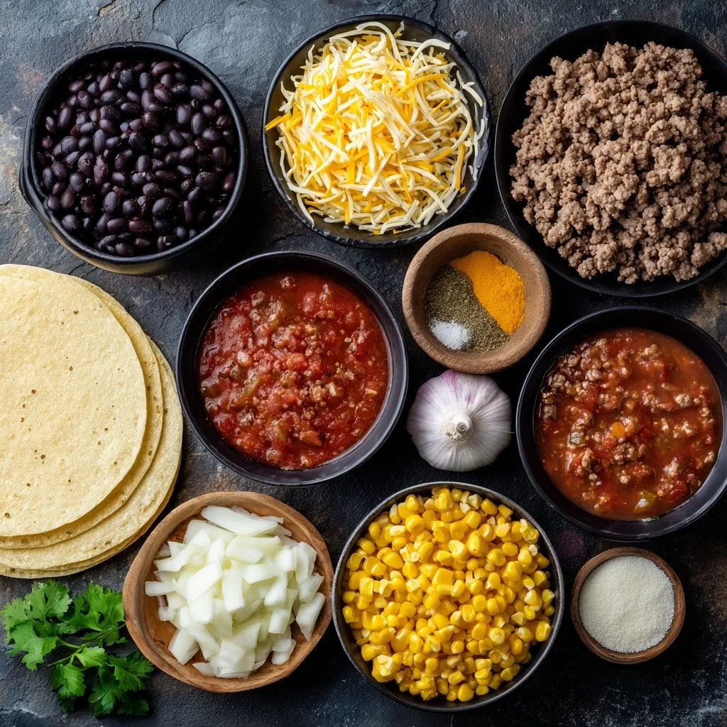 Ingredients for Mexican lasagna recipe
