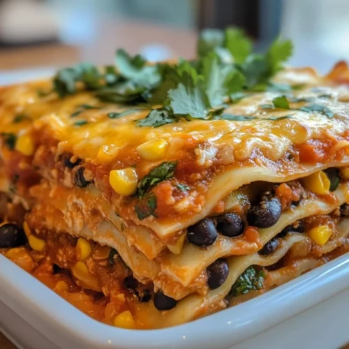 Mexican lasagna recipe baked with cheese