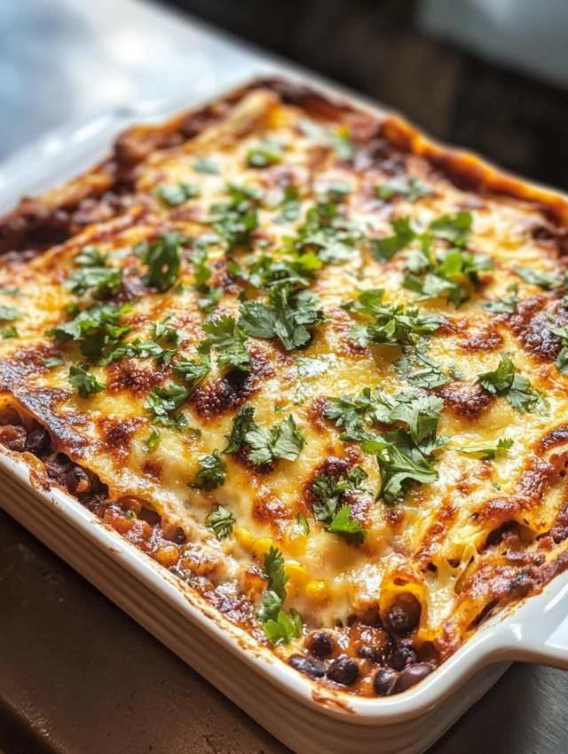Mexican lasagna recipe baked with cheese
