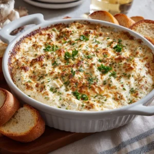Freshly baked cheesesteak dip in baking dish