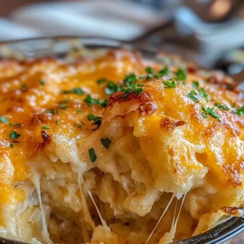 Served cheesy hash brown casserole recipe with sides