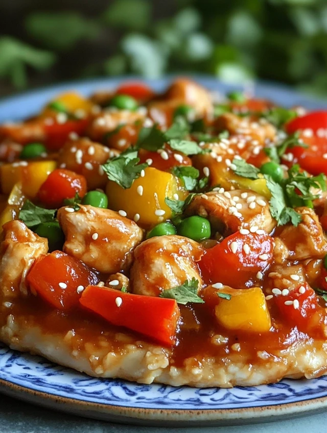 Plated Chinese chicken recipe over rice
