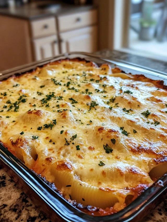 Stuffed shells recipe card visual guide