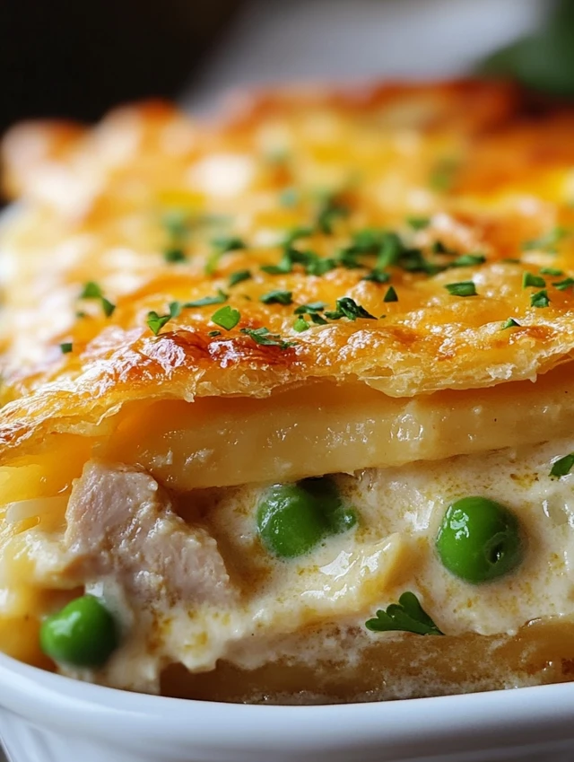 Tuna casserole recipe baked in a golden, creamy finish