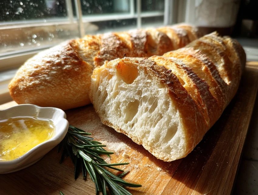 Soft and Fluffy French Bread on cutting board