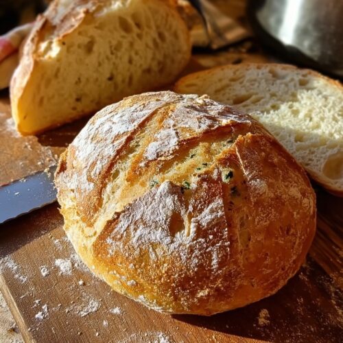 Golden crusty 4-ingredient artisan bread showing perfect open crumb structure with scoring marks and rustic home-baked appearance