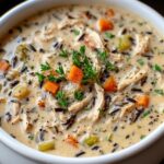 Collection of cozy crockpot chicken soup recipes in slow cooker including chicken noodle, Thai coconut, and creamy gnocchi soups