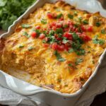 Collection of easy casserole recipes including chicken rice casserole, beef casserole, and breakfast casseroles on rustic wooden table