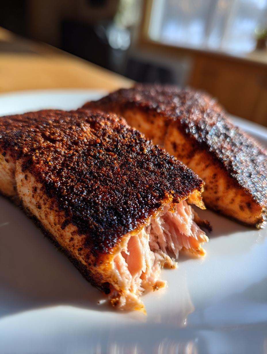 blackened cajun salmon fillets - detail 1