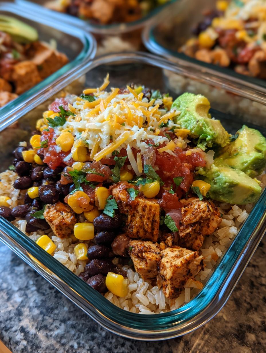 chicken burrito bowl meal prep - detail 1