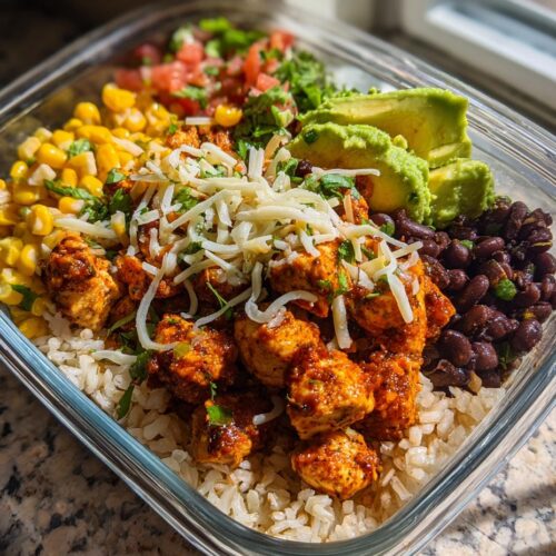 chicken burrito bowl meal prep