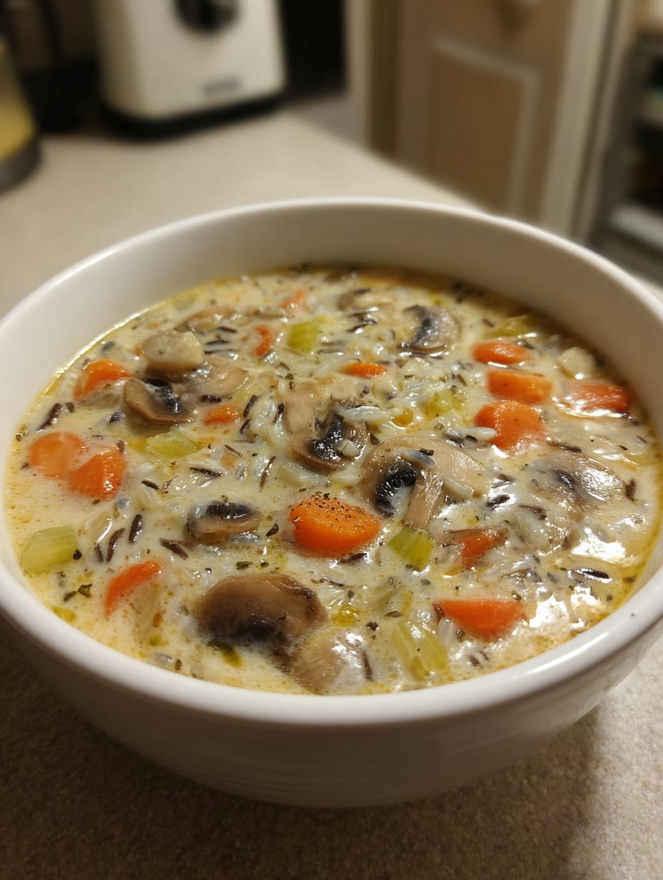 creamy mushroom wild rice soup - detail 2