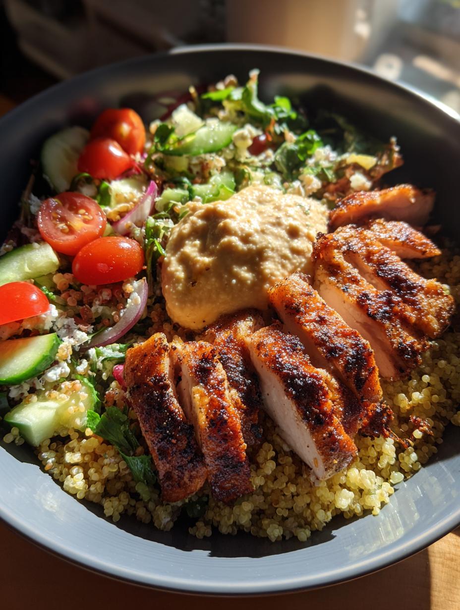 high protein chicken shawarma bowl - detail 1