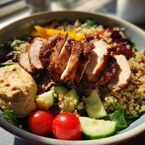 high protein chicken shawarma bowl