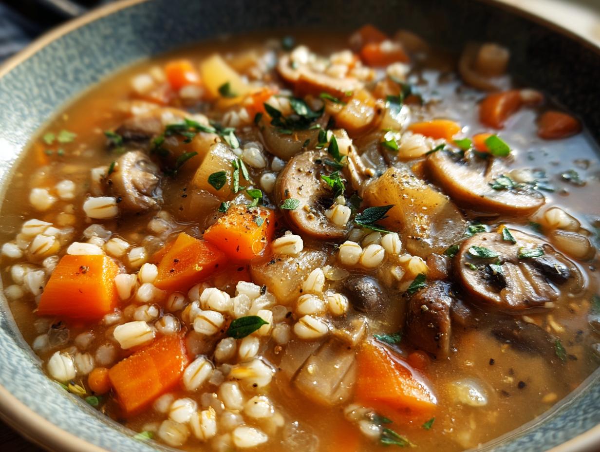 mushroom barley soup vegan