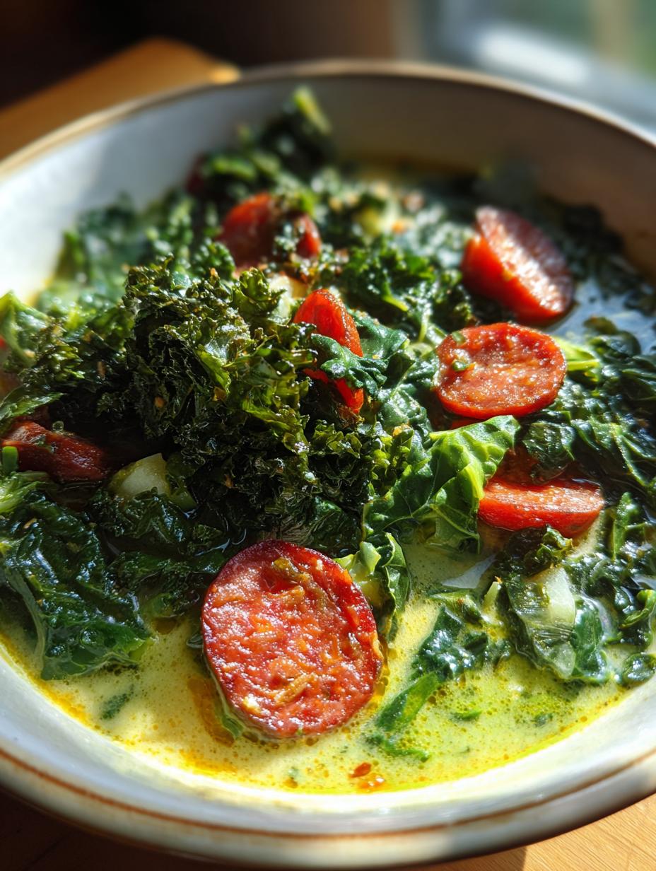 portuguese kale soup caldo verde - detail 2