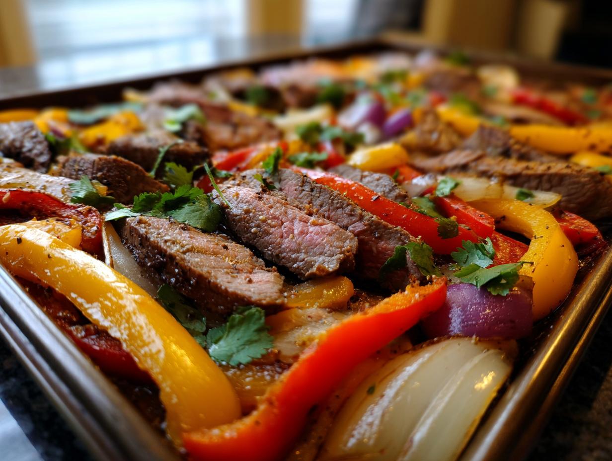 sheet pan steak fajitas