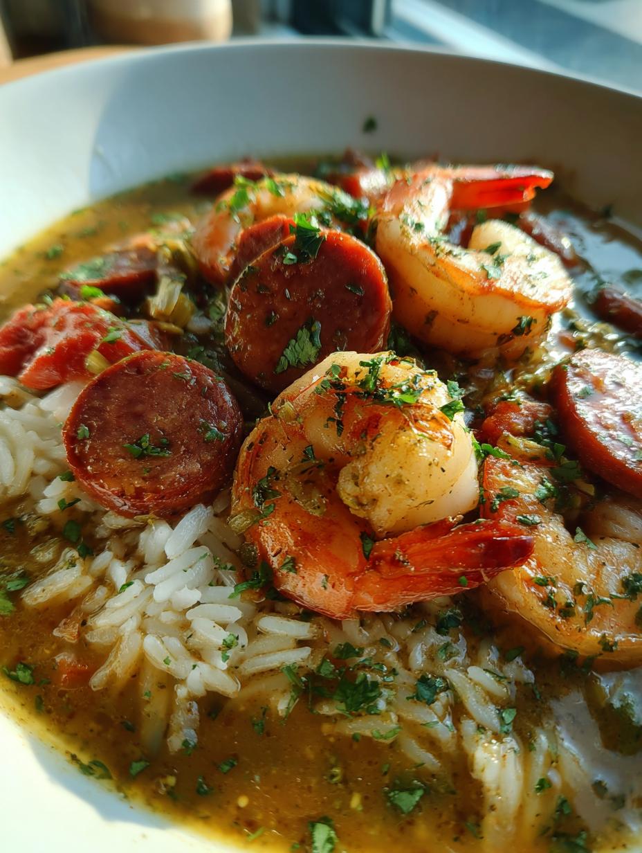 shrimp and sausage gumbo - detail 2