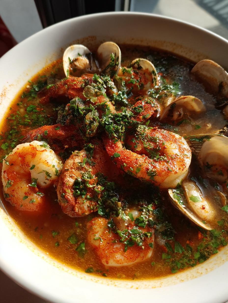 spicy cajun seafood soup - detail 1