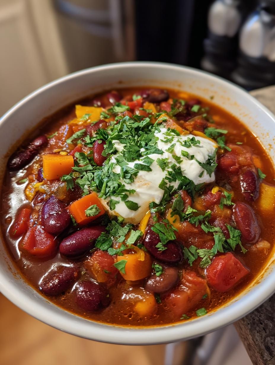 three bean chili soup - detail 2