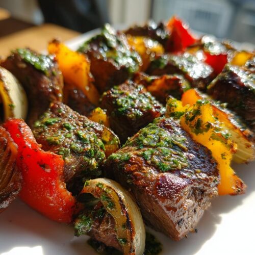 Air Fryer Chimichurri Beef Kabobs