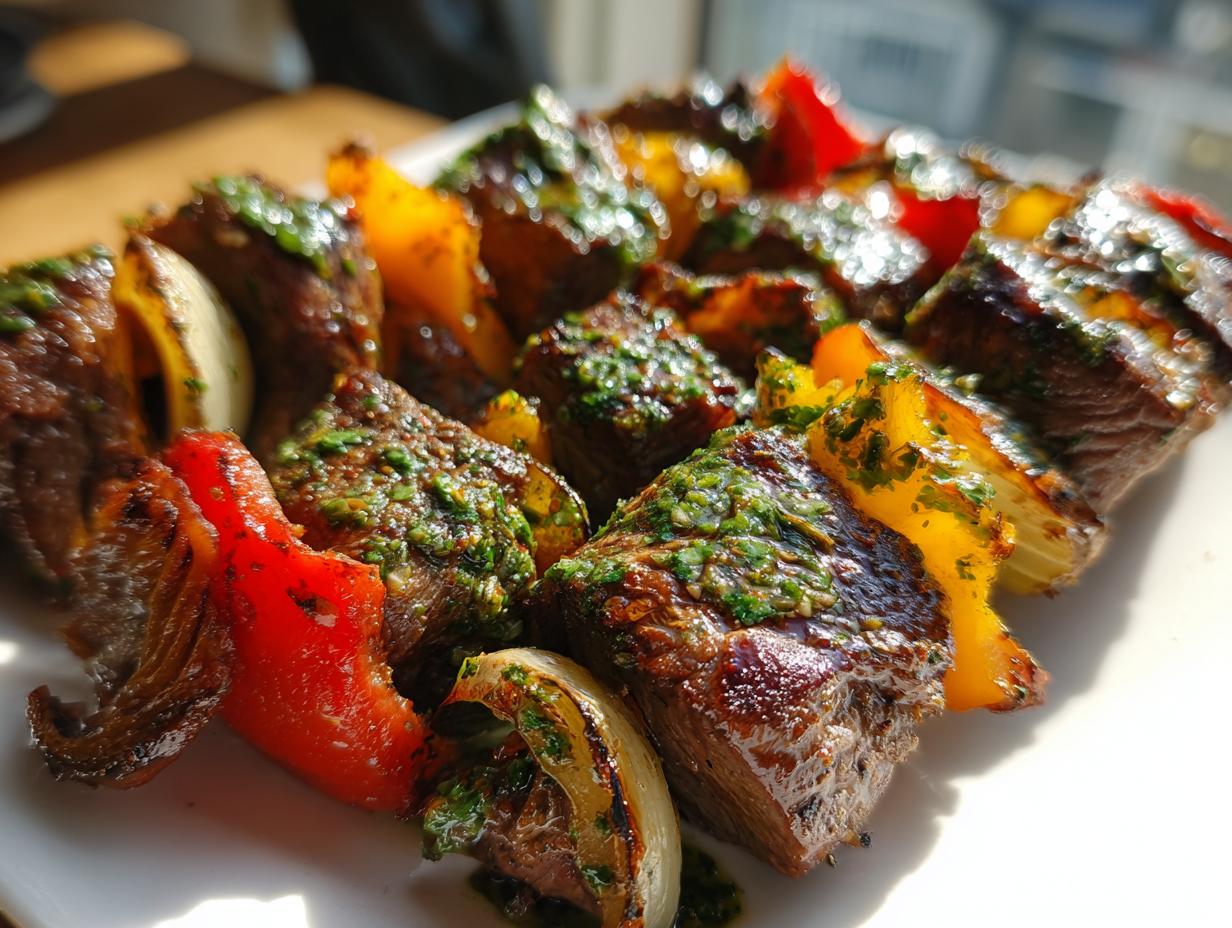 Air Fryer Chimichurri Beef Kabobs