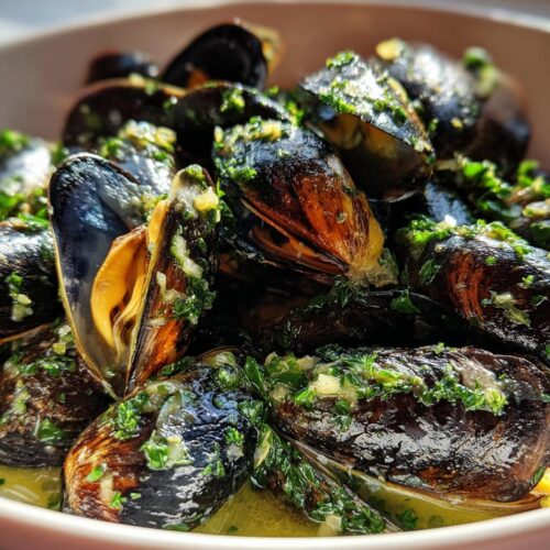 Air Fryer Mussels in Garlic Butter