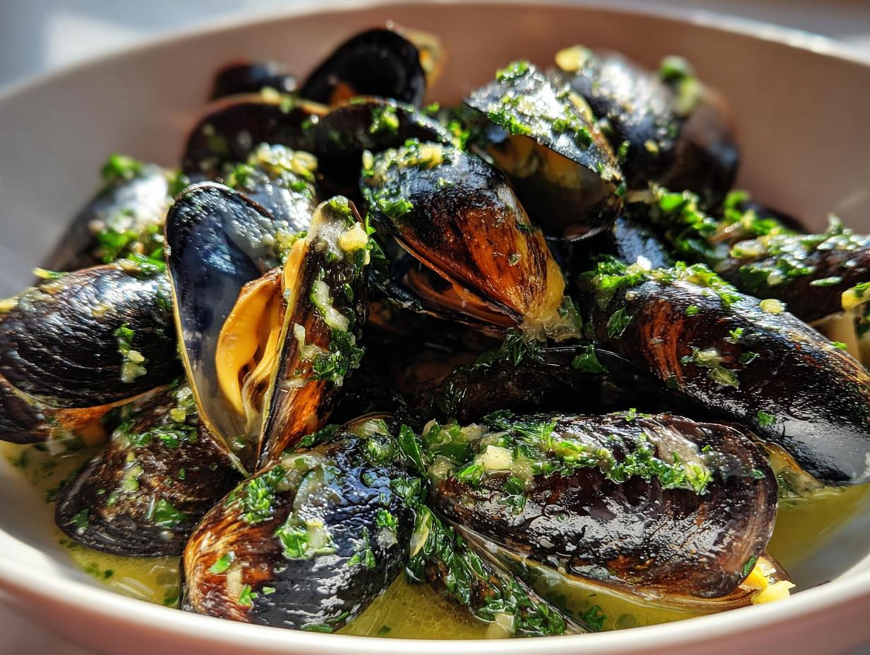 Air Fryer Mussels in Garlic Butter