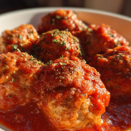 Baked Chicken Meatballs in Sauce