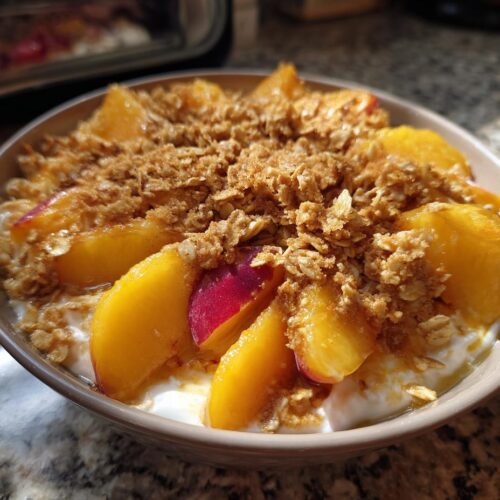 Cottage Cheese Peach Cobbler Bowl