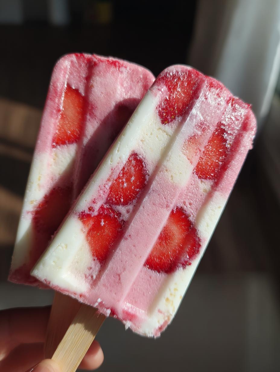 Cottage Cheese Strawberry Popsicles - detail 1