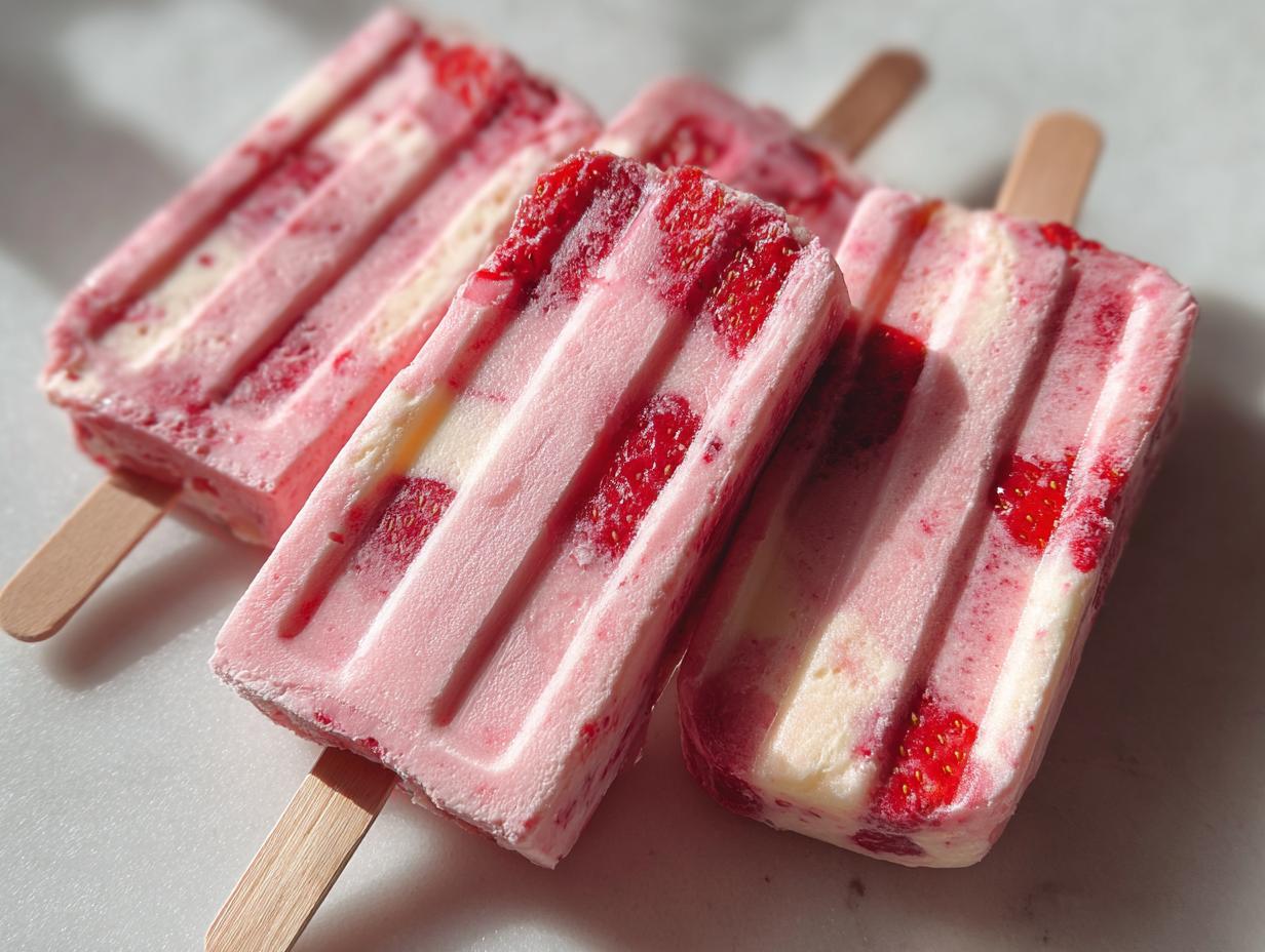Cottage Cheese Strawberry Popsicles