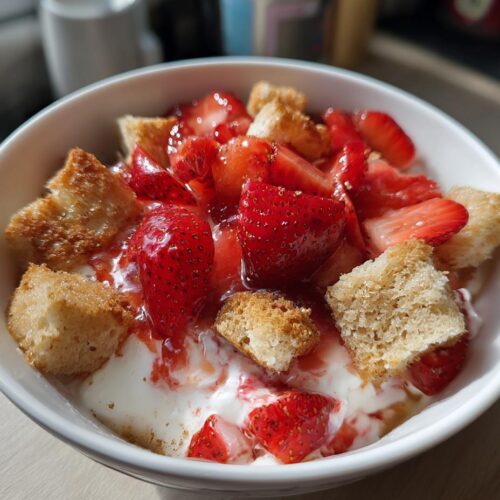 Cottage Cheese Strawberry Shortcake Bowl