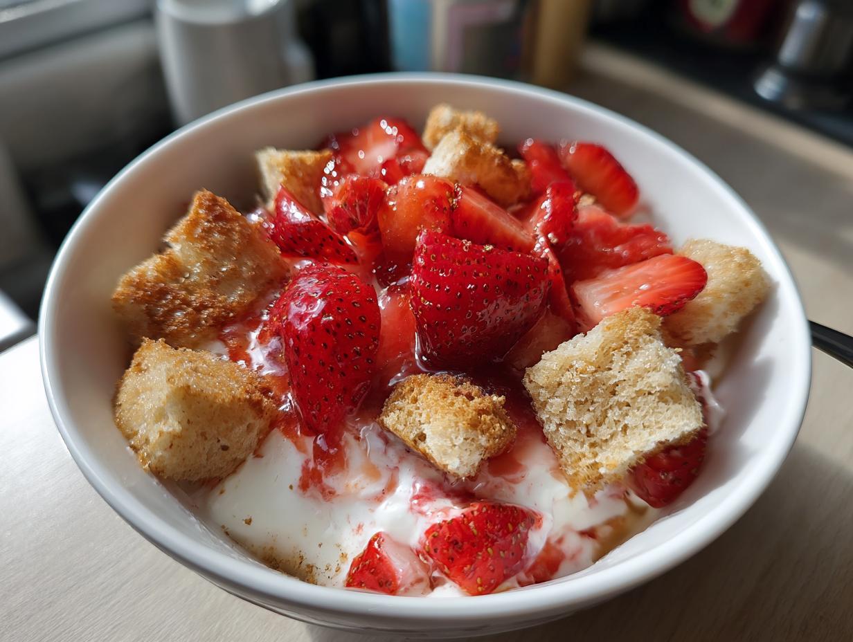 Cottage Cheese Strawberry Shortcake Bowl
