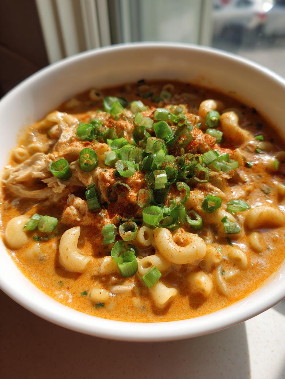 buffalo chicken mac and cheese soup - detail 1