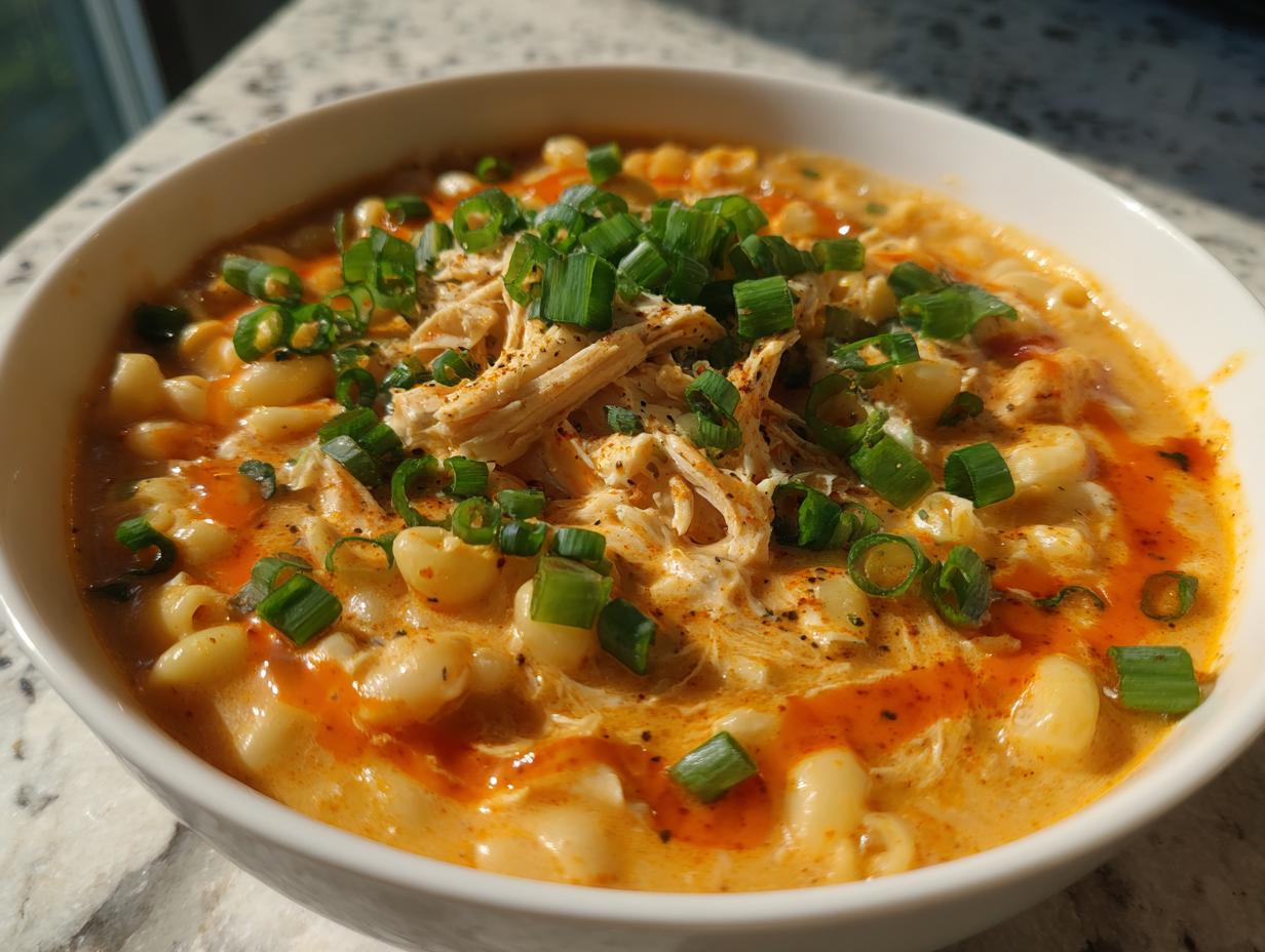 buffalo chicken mac and cheese soup