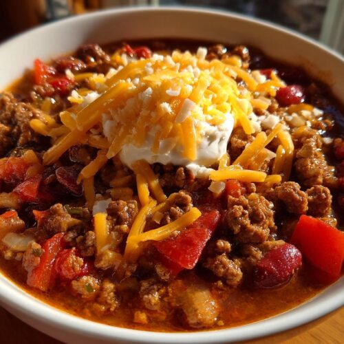 chili cheese soup ground beef