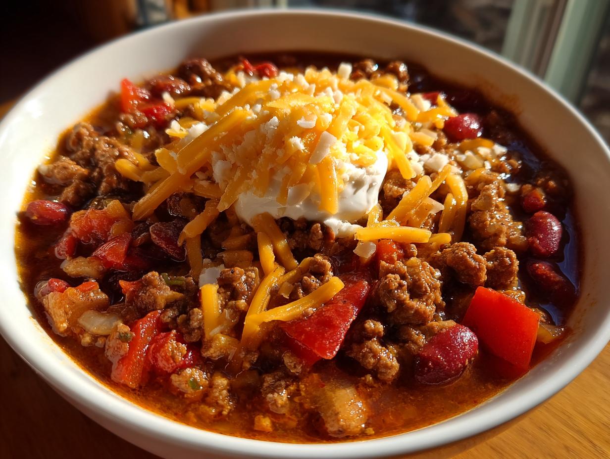chili cheese soup ground beef