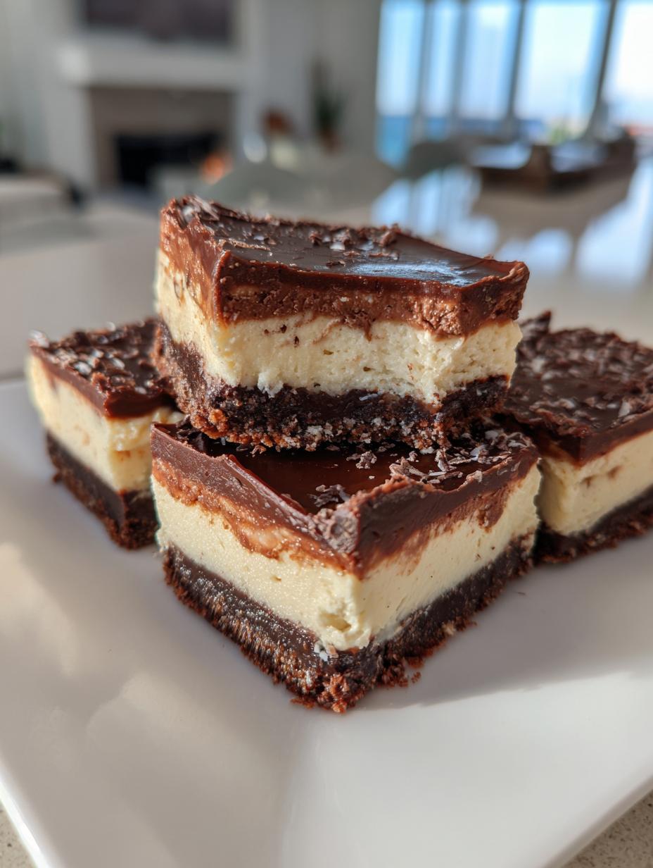 chocolate peppermint cheesecake bars - detail 1