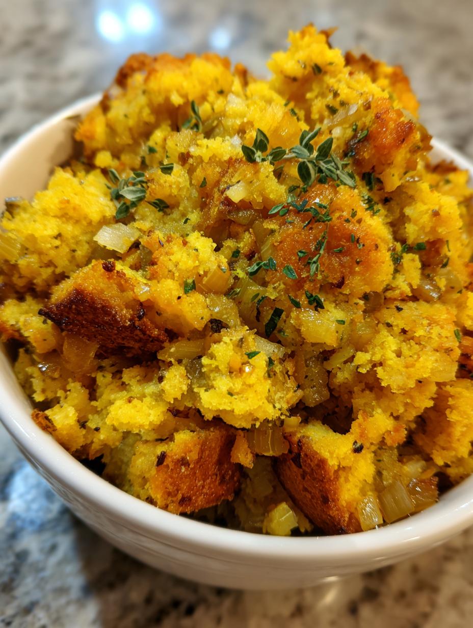 christmas cornbread dressing - detail 1