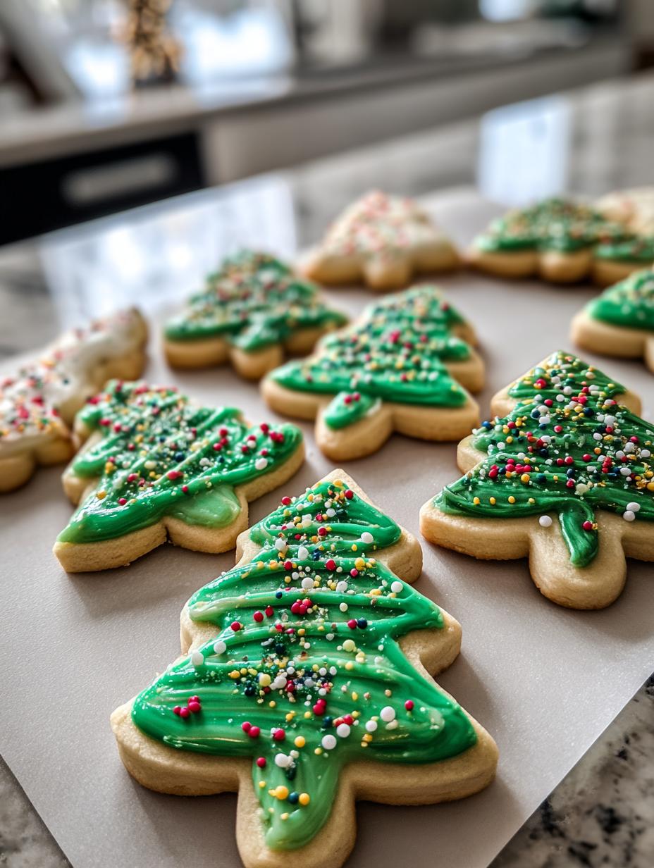 christmas tree cookies decorated - detail 1