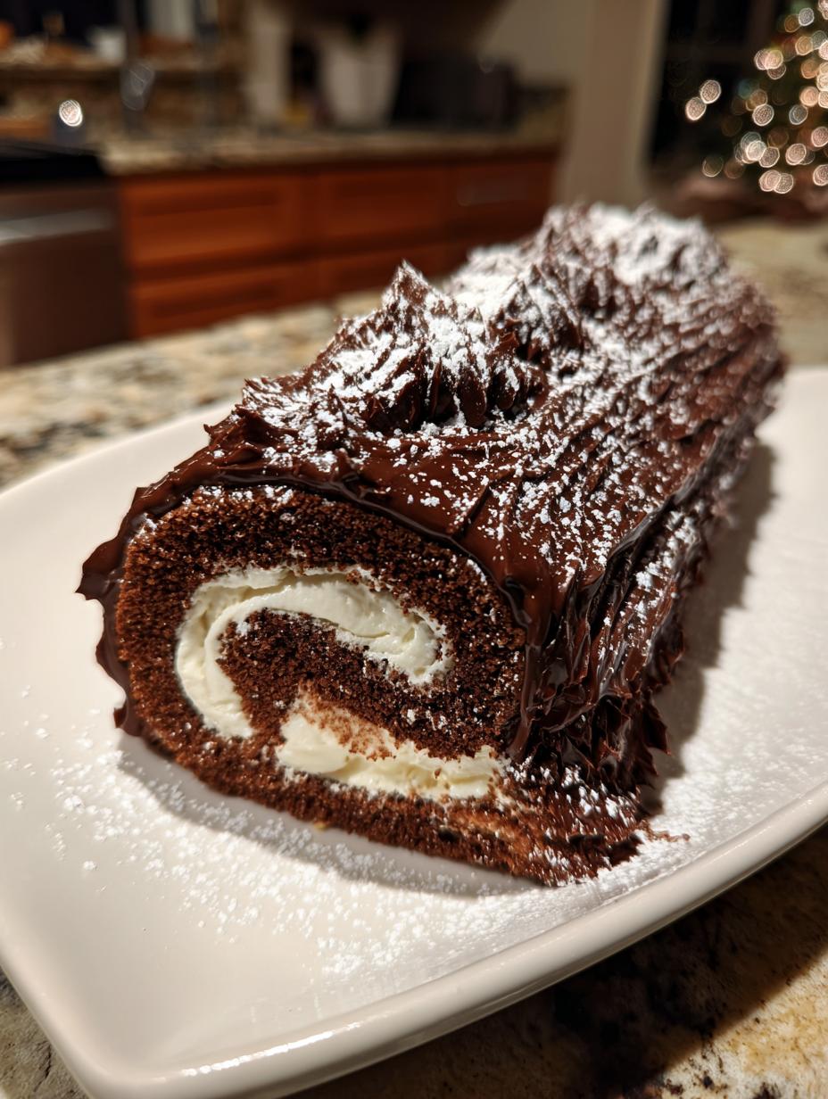 christmas yule log cake - detail 1