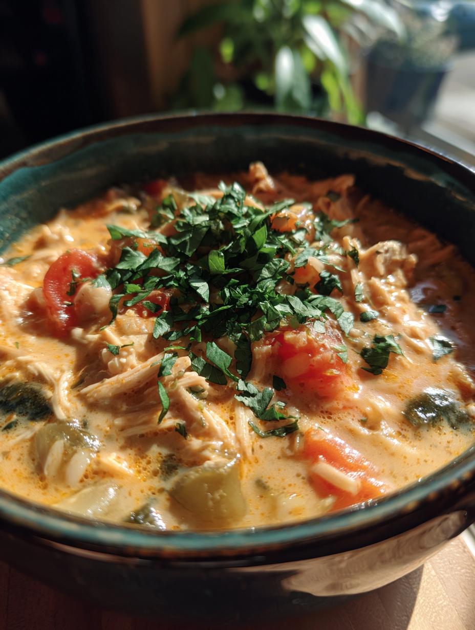 creamy chicken poblano soup - detail 1